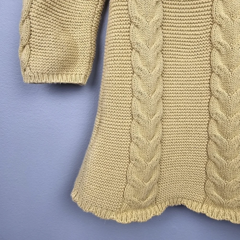 Fair Isle Cable Knit Sweater Dress And Beret Hat Yellow Gray Baby Girl's‎ 6-9 M